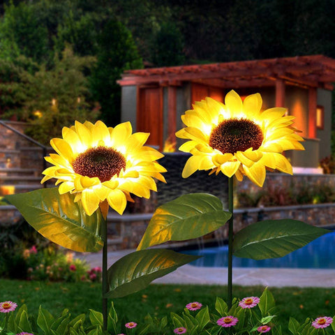 Lámpara solar de girasol realista