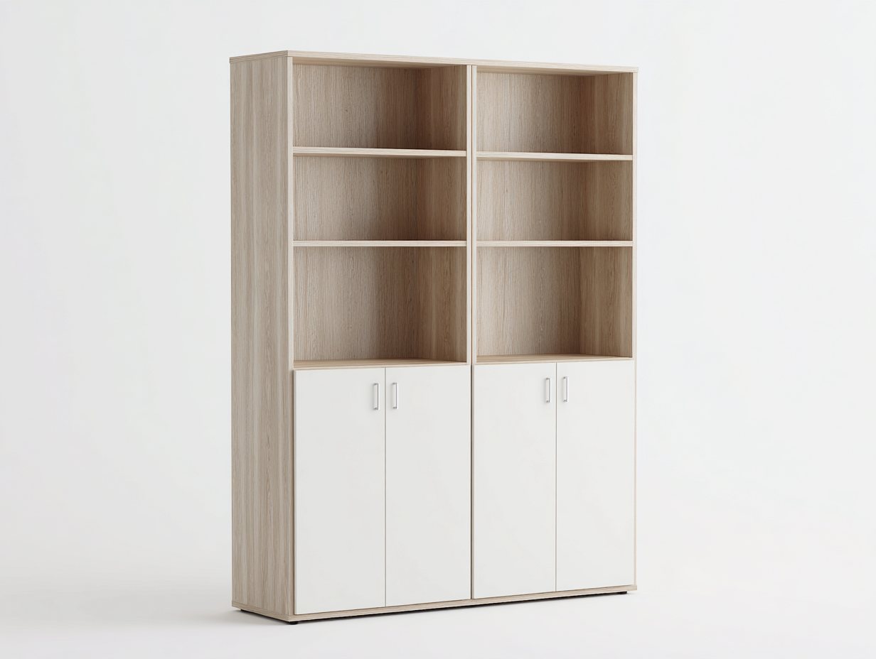 Bücherregal Holzwerkstoff 120x40x200 cm - Natur-Weiß - Modernes Design für Wohnzimmer und Arbeitszimmer-Roomgoio