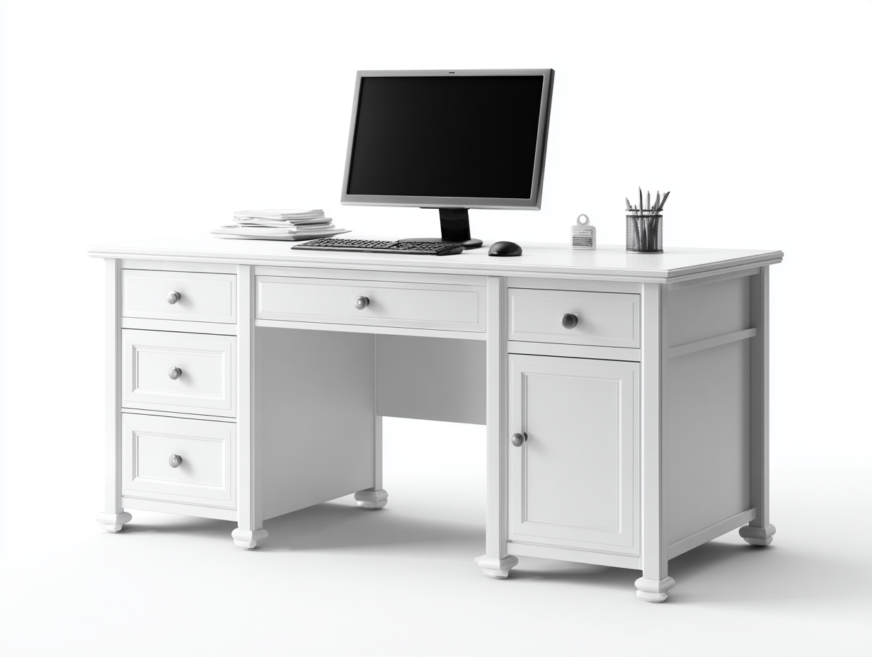 Schreibtisch Holz 140x60x75 cm - Weiß - Klassisches Design mit Stauraum für Büro Arbeitszimmer-Roomgoio