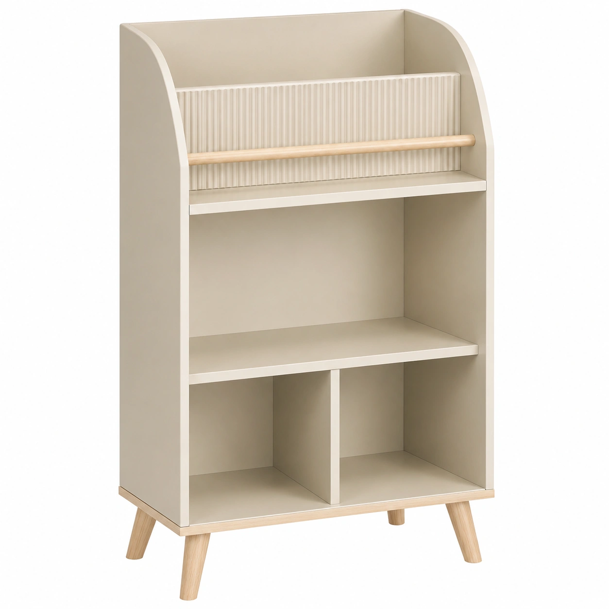 Libreria beige con aire nordico para crear un dormitorio lleno de encanto-casaformo