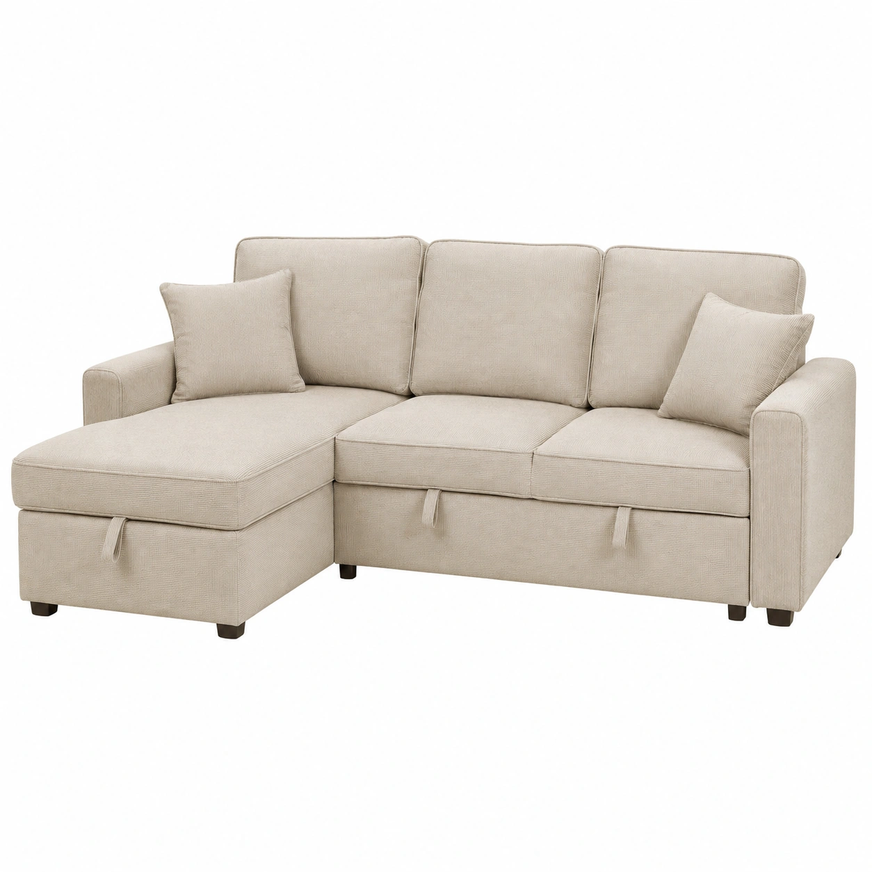 Sofa seccional crema con chaise longue y almacenaje-casaformo