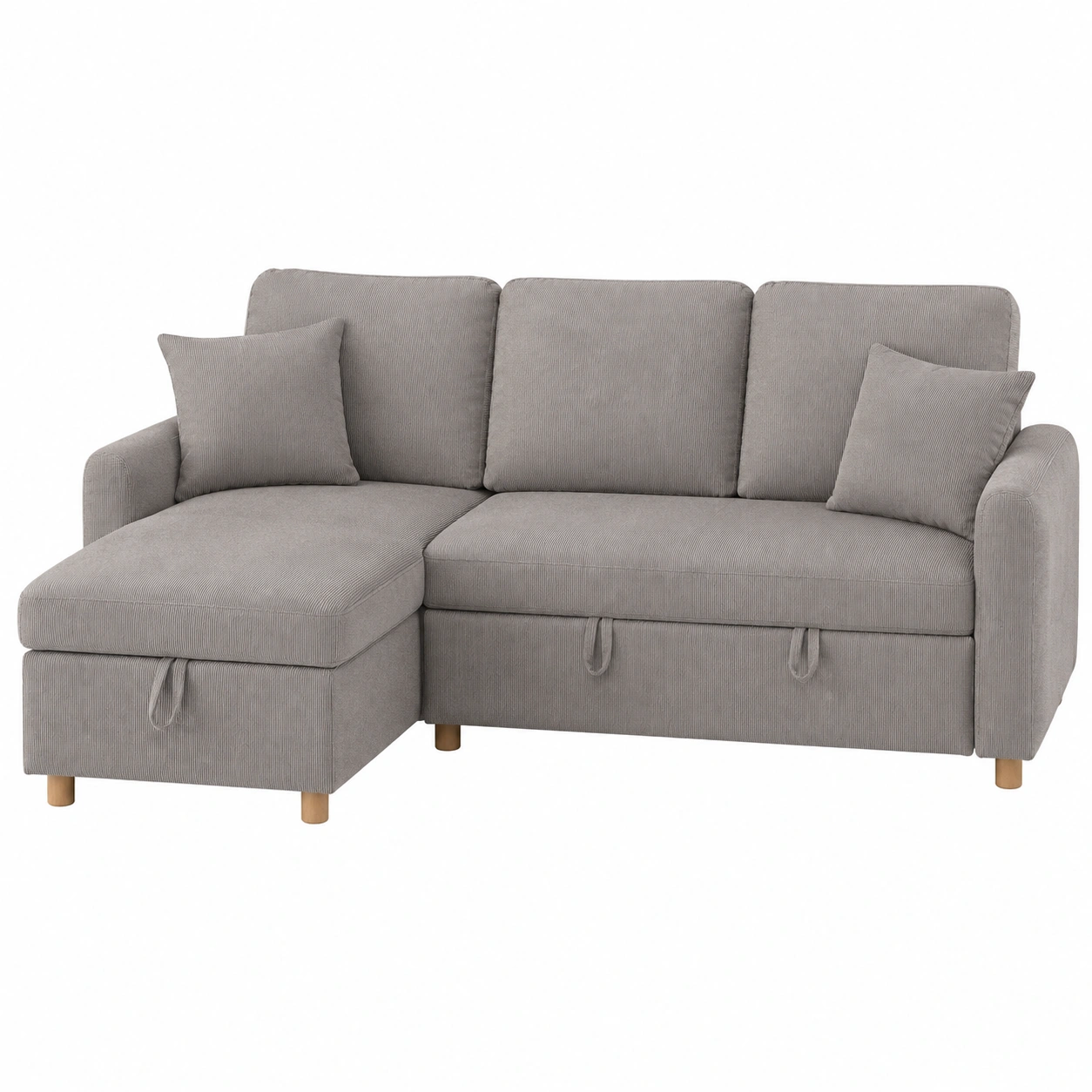 Sofa seccional gris con chaise longue y almacenaje-casaformo