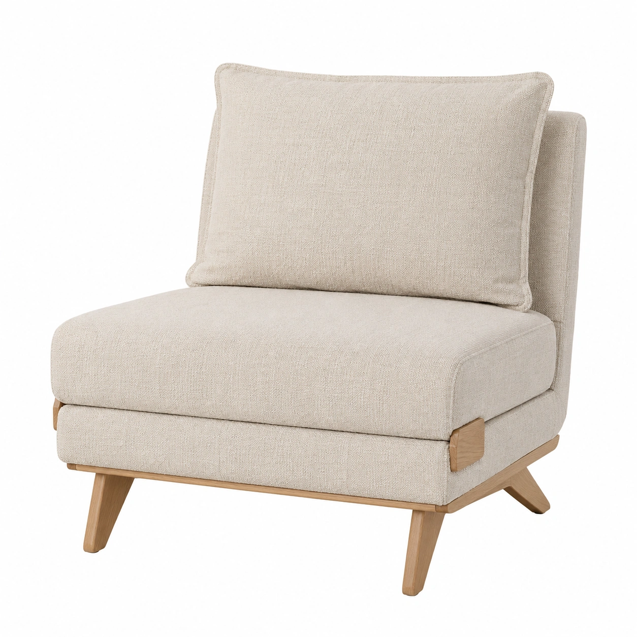 Sillon individual modular beige con patas de madera-casaformo