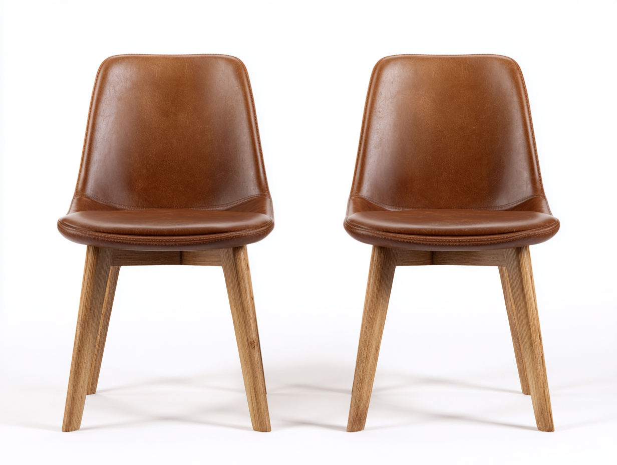 Esszimmerstühle Kunstleder Holz 45x55x85 cm - Braun-Natur - Modernes Design für Esszimmer und Küche-Havengetlab