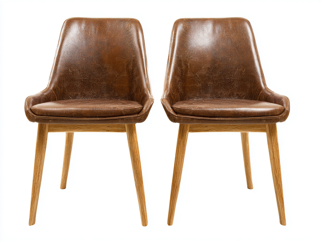 Esszimmerstühle Kunstleder 50x58x80 cm Braun Esszimmer Set Vintage Design-Havengetlab