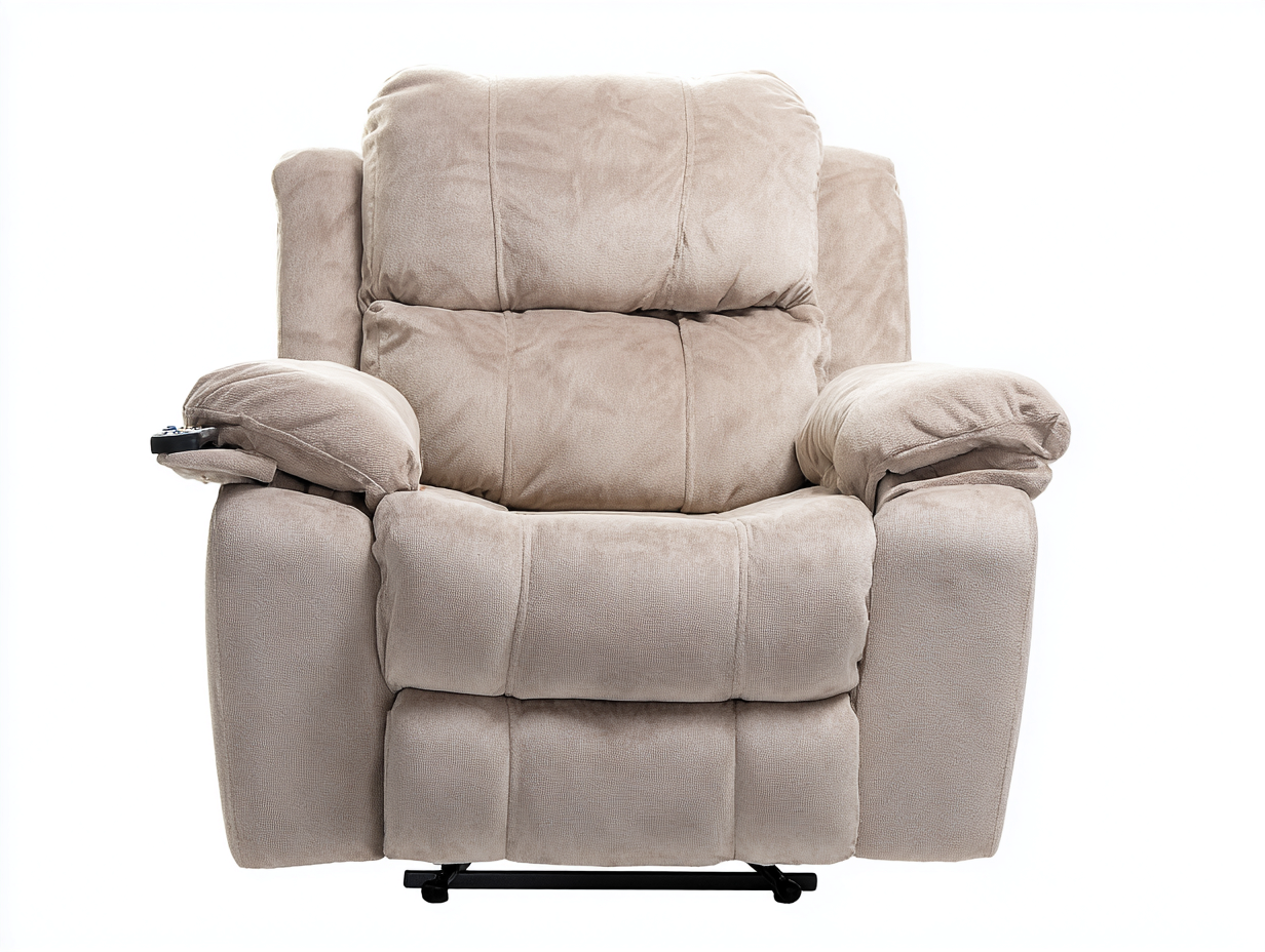 Liegesessel Stoff Liegesessel mit elektrischer Verstellung und Fußstütze ca. 100x95x105 cm - Beige - modernes Komfortdesign-Cottagetbase
