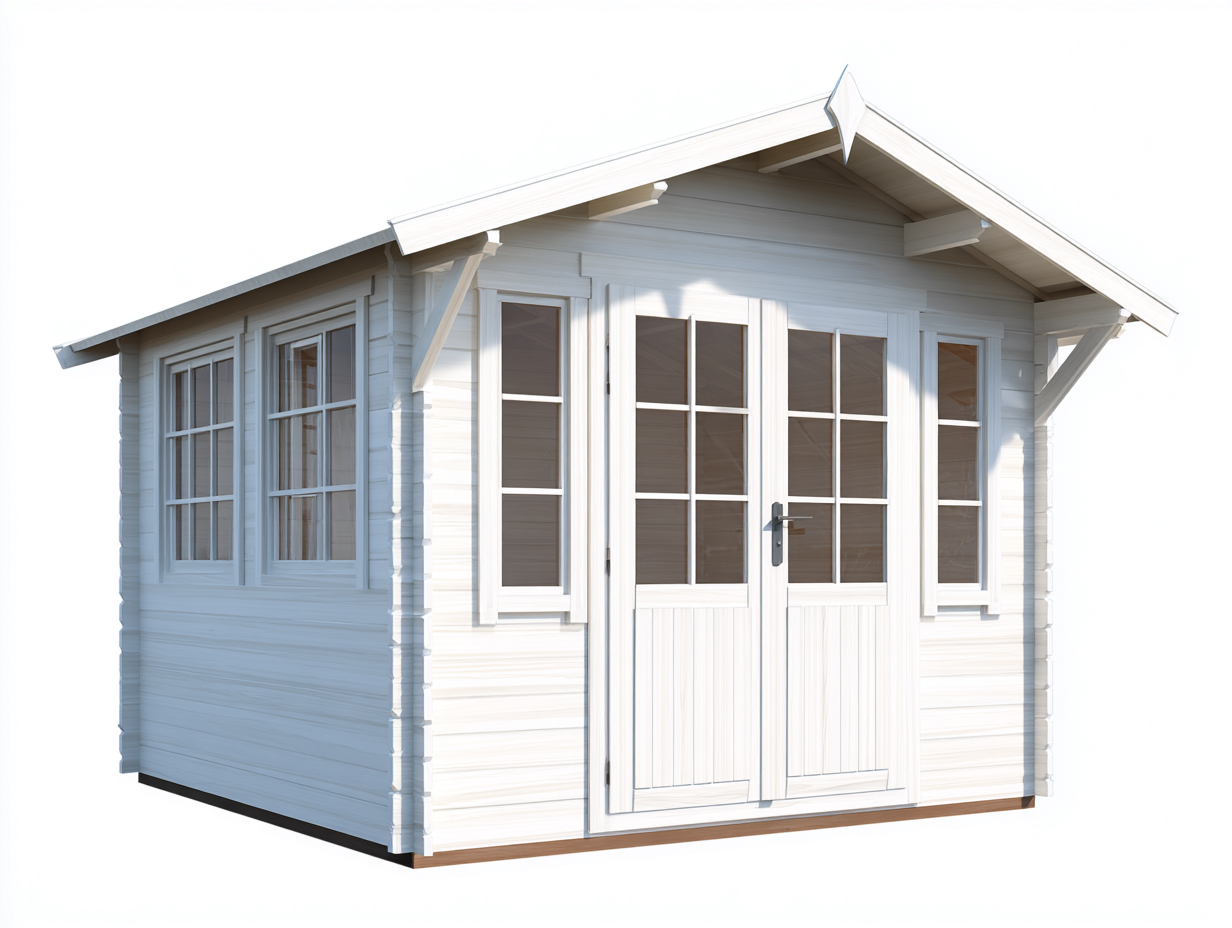 Gartenhäuser Holz 240x200x220 cm Weiß geeignet für Garten - Modernes Gerätehaus mit Doppeltür und Fenstern-Cottagetbase