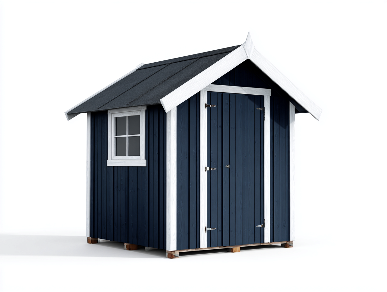 Gartenhäuser Holz 180x140x210 cm - Blau Weiß - Klassisches Design für Garten Aufbewahrung-Cottagetbase