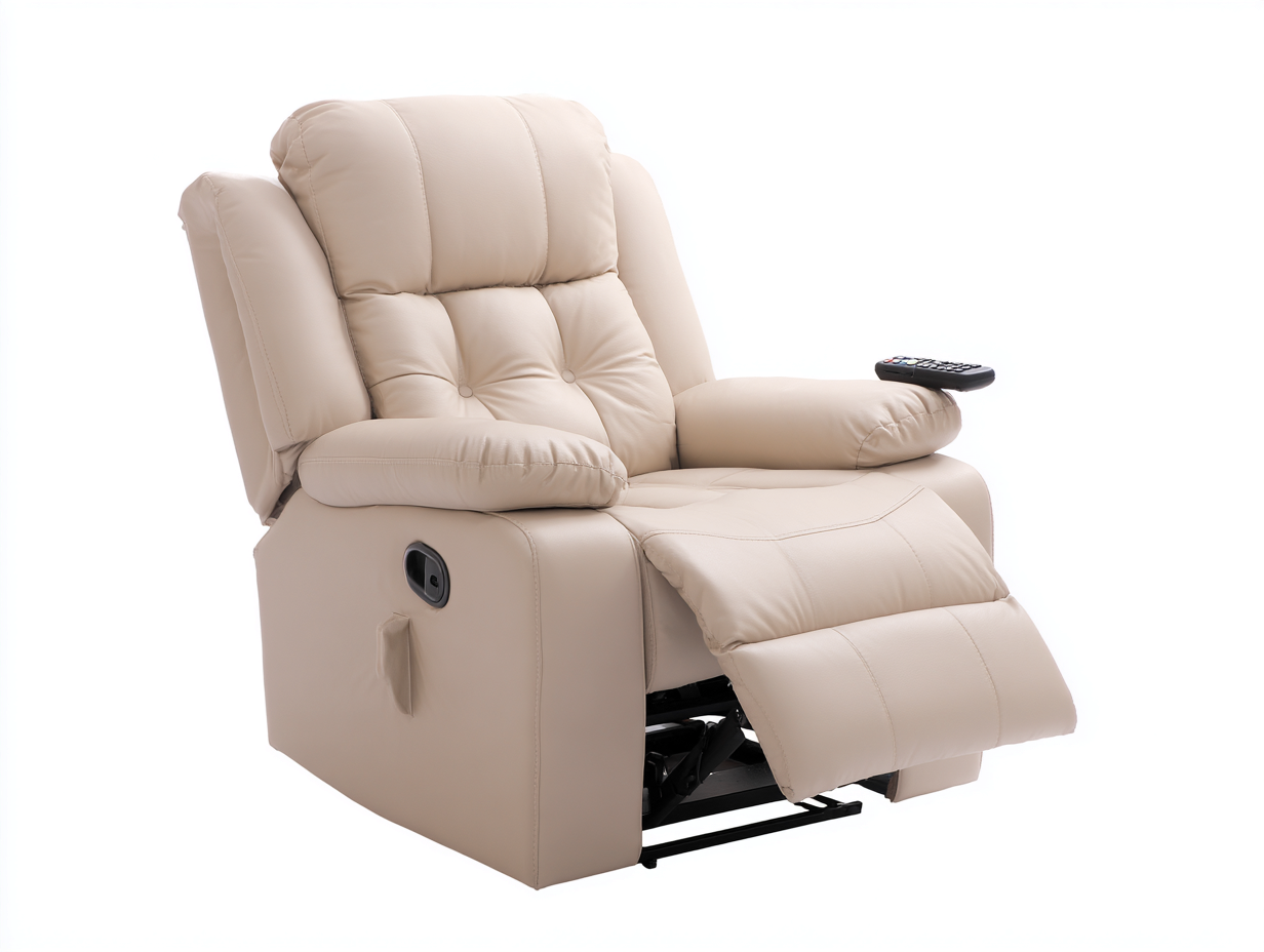 Liegesessel Kunstleder elektrisch 100x95x105 cm - Beige - Modernes Design verstellbar für Wohnzimmer-Cottagetbase