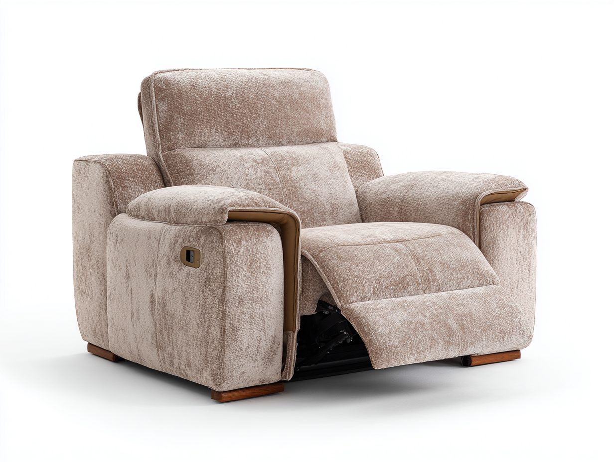 Liegesessel Stoff elektrisch 95x100x105 cm Beige geeignet für Wohnzimmer - Relaxsessel mit verstellbarer Liegefunktion-Cottagetbase