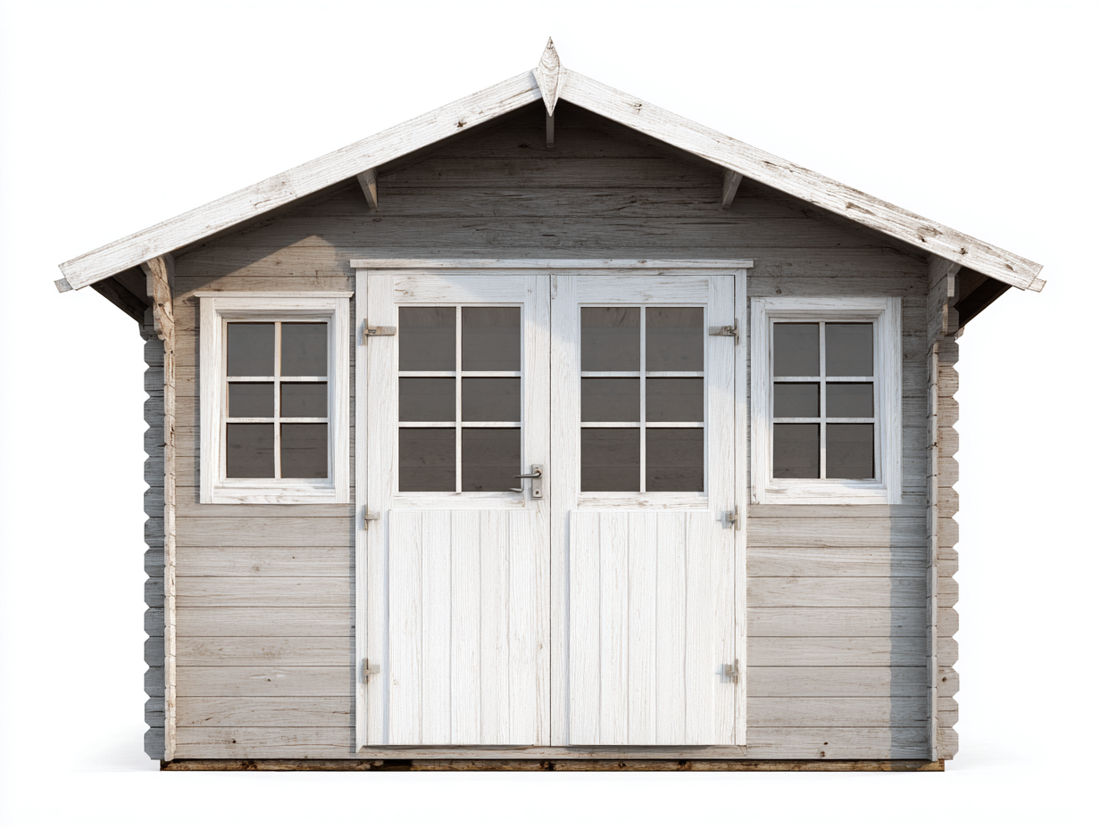 Gartenhäuser Holz 220x180x220 cm - Grau Weiß - Klassisches Design für Garten Aufbewahrung-Cottagetbase