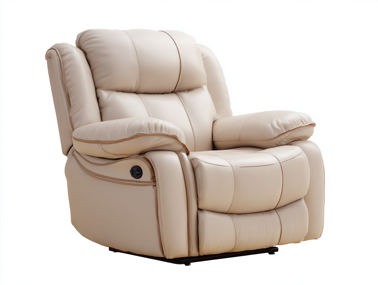 Liegesessel Kunstleder manuell 98x95x105 cm Creme geeignet für Wohnzimmer - Komfortabler Relaxsessel mit verstellbarer Rückenlehne-Cottagetbase