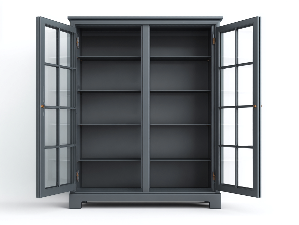 Vitrine en bois et verre 120 x 40 x 180 cm - gris anthracite - adaptée à la cuisine - style classique-Craftgomart