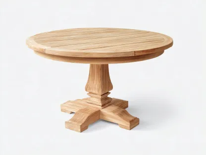 Table de jardin ronde en bois 110x110x76 cm - naturel - pour extérieur - style classique-Craftgomart