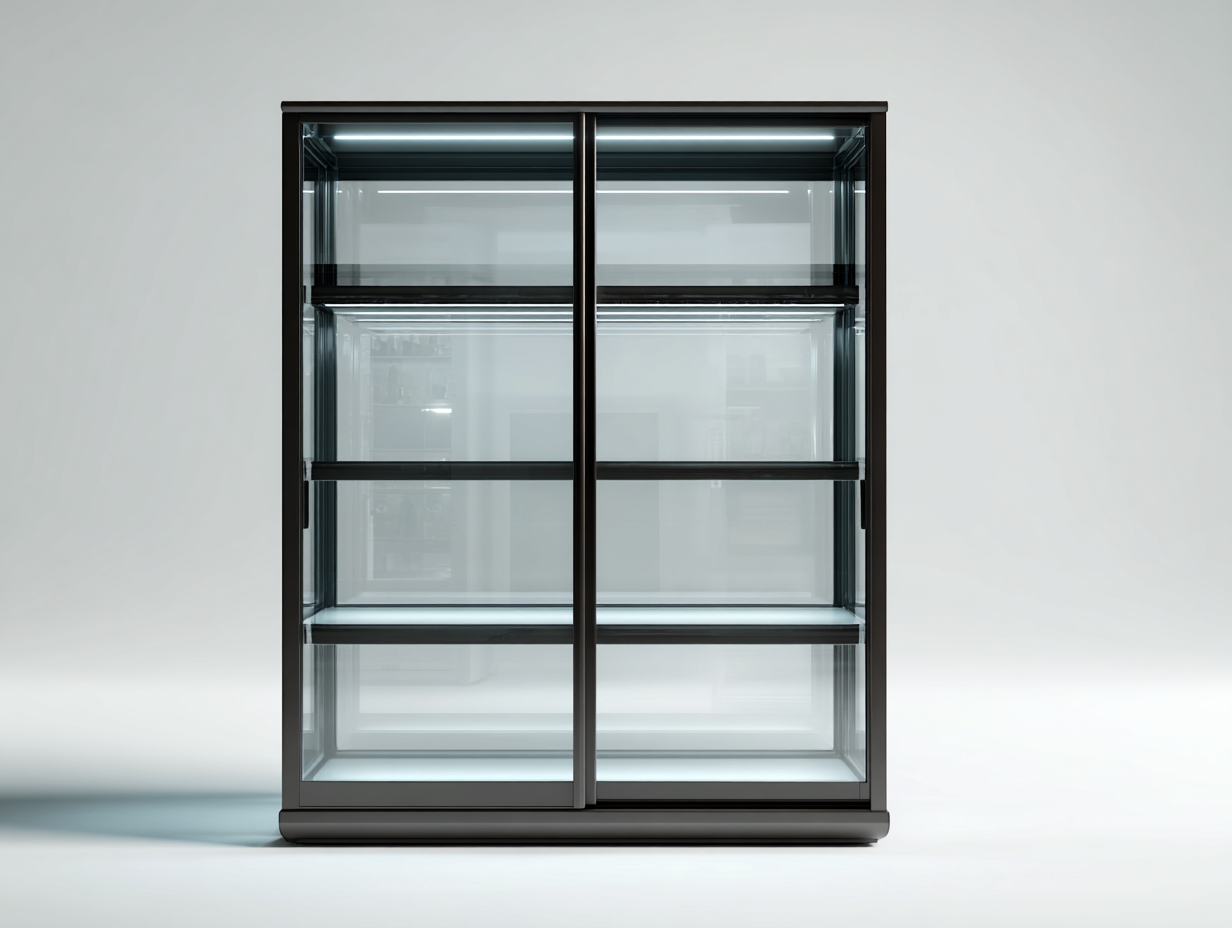 Vitrine en verre et métal 100 x 40 x 180 cm - noir - adaptée à la cuisine - portes coulissantes - style contemporain-Craftgomart