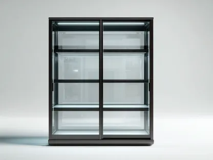 Vitrine en verre et métal 100 x 40 x 180 cm - noir - adaptée à la cuisine - portes coulissantes - style contemporain-Craftgomart