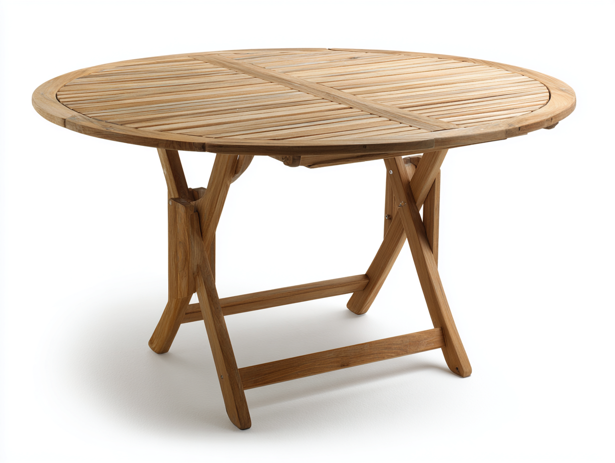Table de jardin pliante en bois 130 x 130 x 75 cm - bois naturel - adaptée à l'extérieur - style naturel-Craftgomart