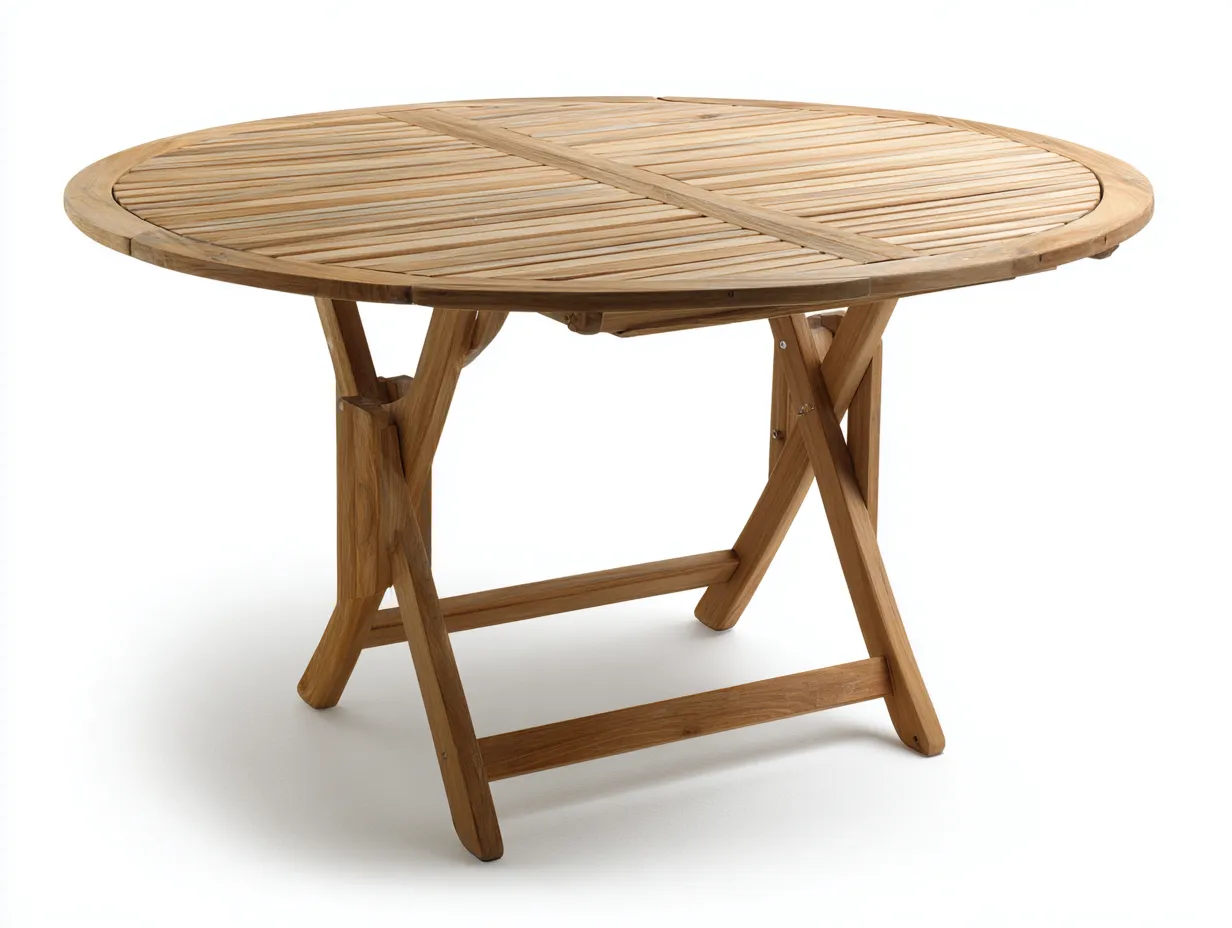 Table de jardin pliante en bois 130 x 130 x 75 cm - bois naturel - adaptée à l'extérieur - style naturel-Craftgomart