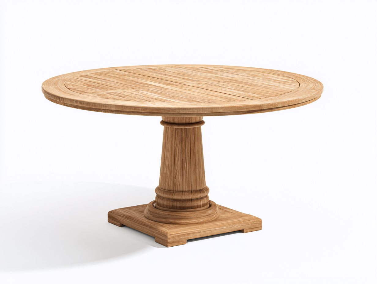 Table de jardin ronde en bois 140 x 140 x 76 cm - bois naturel - adaptée à l'extérieur - style classique-Craftgomart