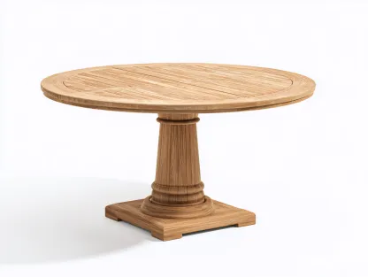 Table de jardin ronde en bois 140 x 140 x 76 cm - bois naturel - adaptée à l'extérieur - style classique-Craftgomart