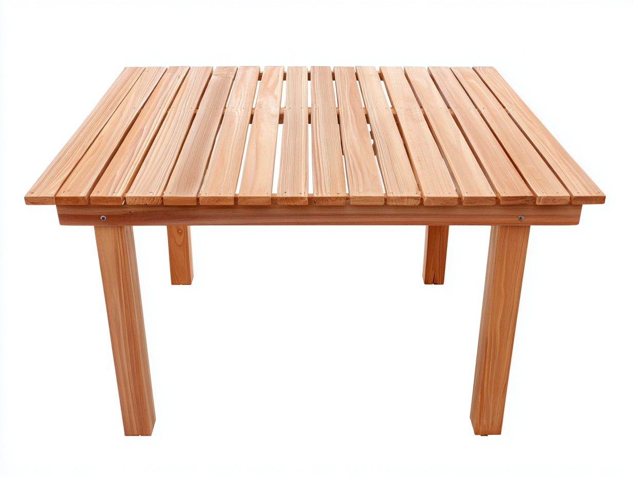 Table de jardin en bois 90x90x75 cm - naturel - table d'extérieur à lattes - style sobre-Craftgomart