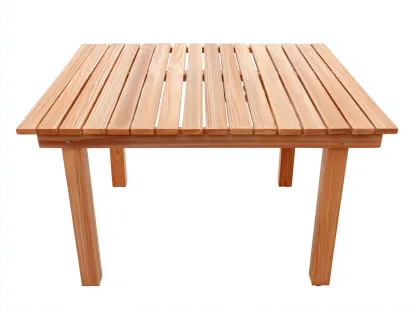 Table de jardin en bois 90x90x75 cm - naturel - table d'extérieur à lattes - style sobre-Craftgomart