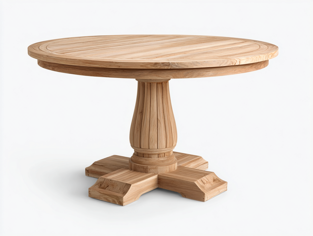 Table de jardin ronde en bois 150 x 150 x 76 cm - bois naturel - adaptée à l'extérieur - style classique-Craftgomart