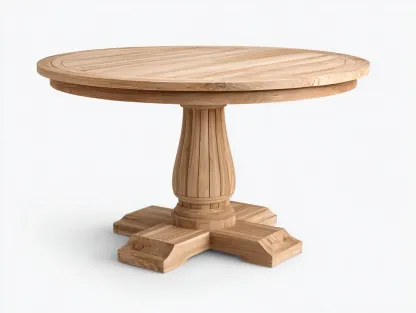Table de jardin ronde en bois 150 x 150 x 76 cm - bois naturel - adaptée à l'extérieur - style classique-Craftgomart