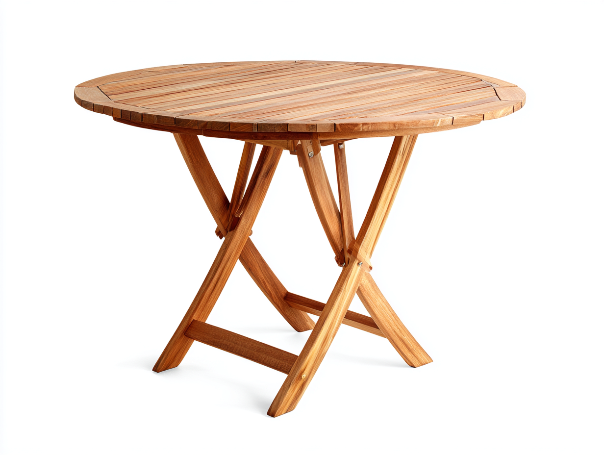 Table de jardin pliante en bois 110 x 110 x 75 cm - bois naturel - adaptée à l'extérieur - style naturel-Craftgomart