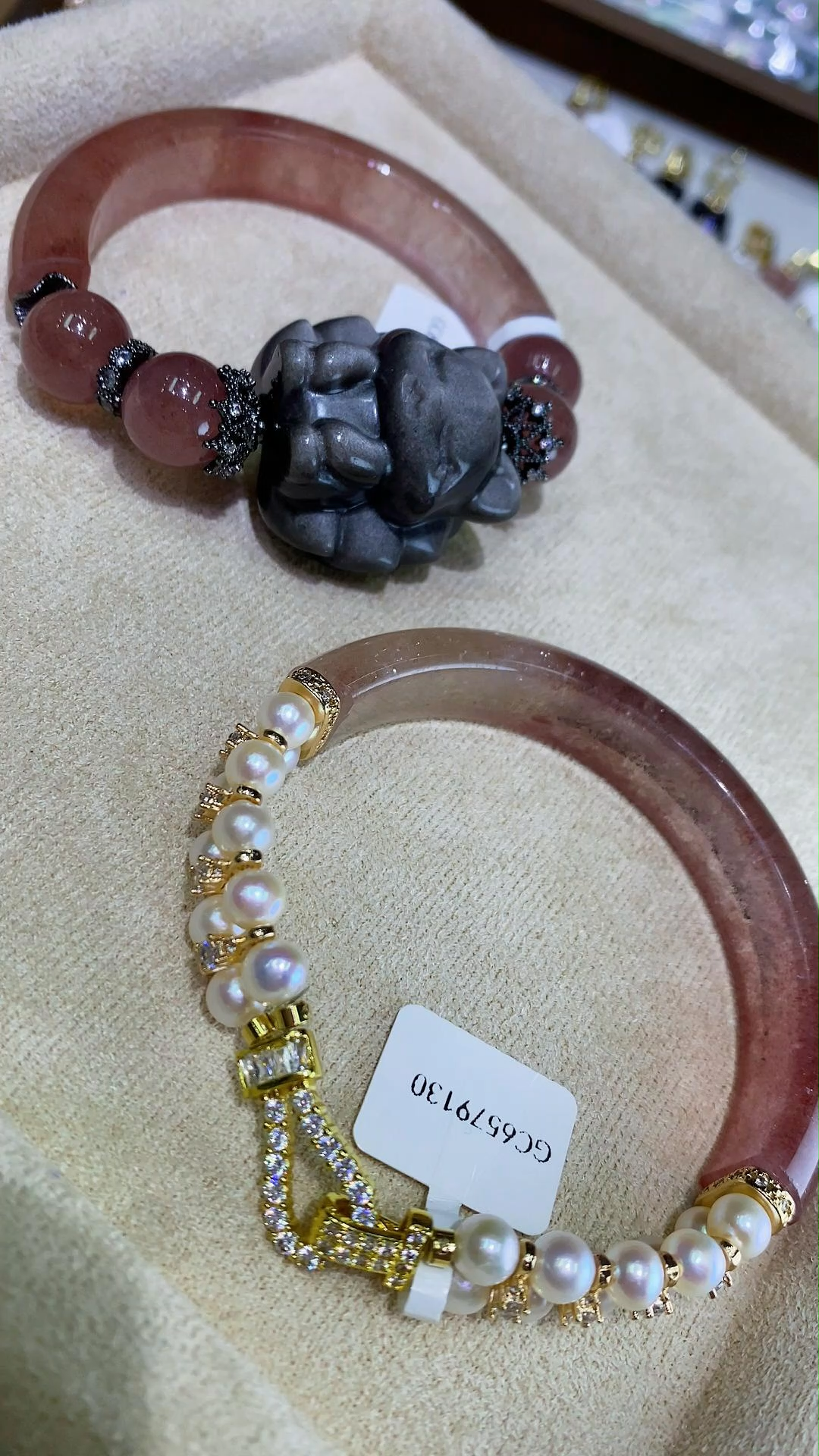 Strawberry Quartz Half Bangles