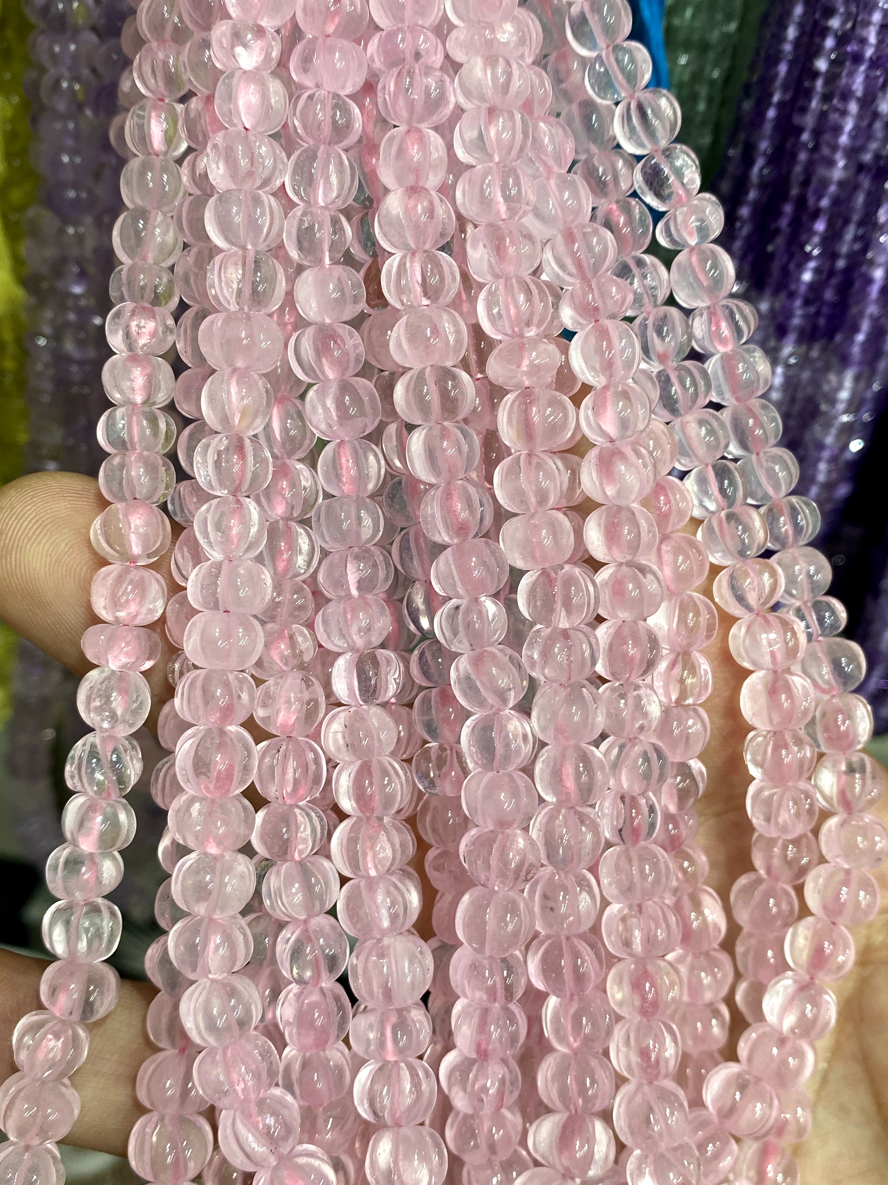  Rose Quartz Pumpkin Beads