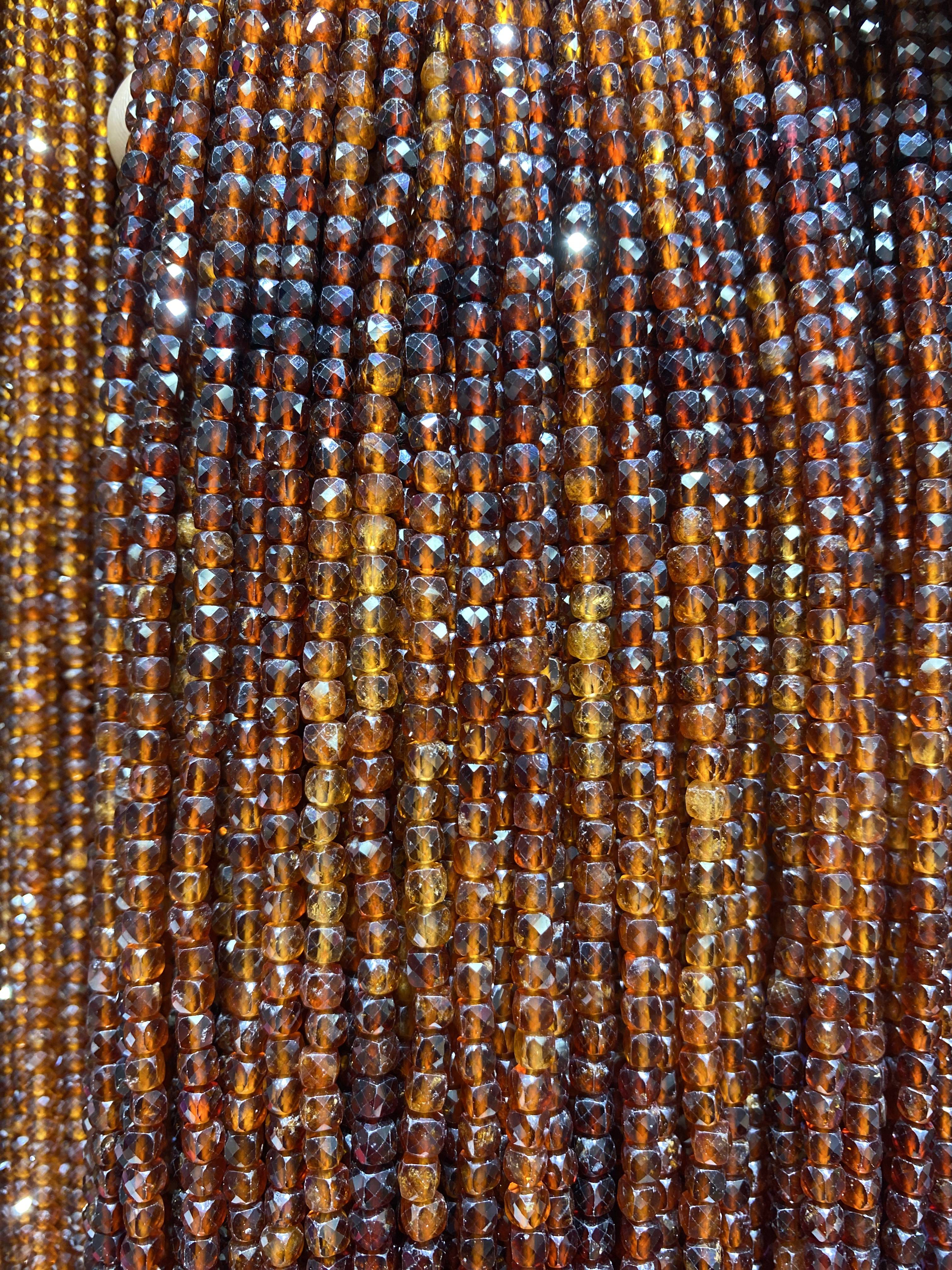 Faceted Garnet Cube Beads