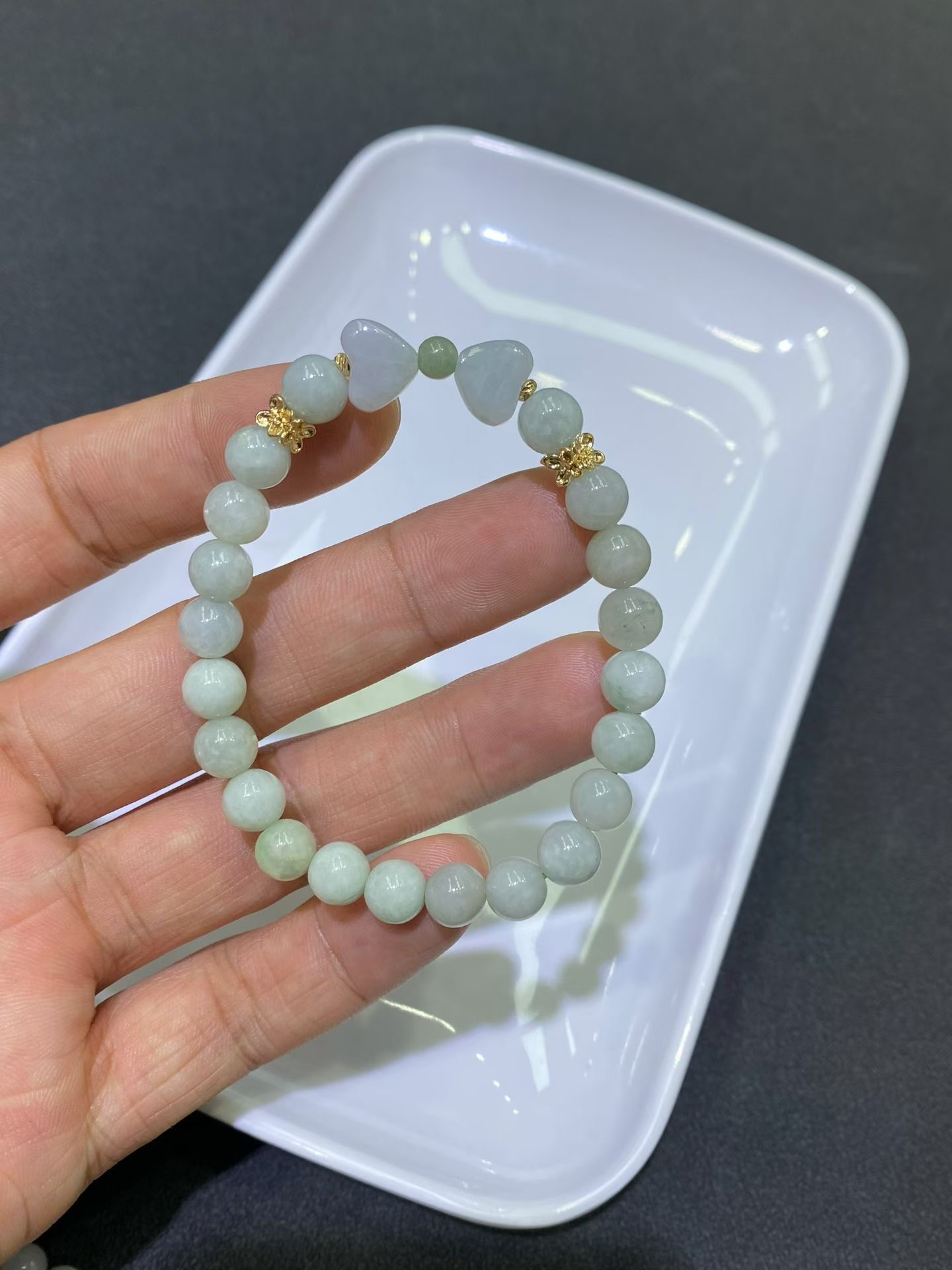 Natural A-grade Jadeite Heart Bracelet