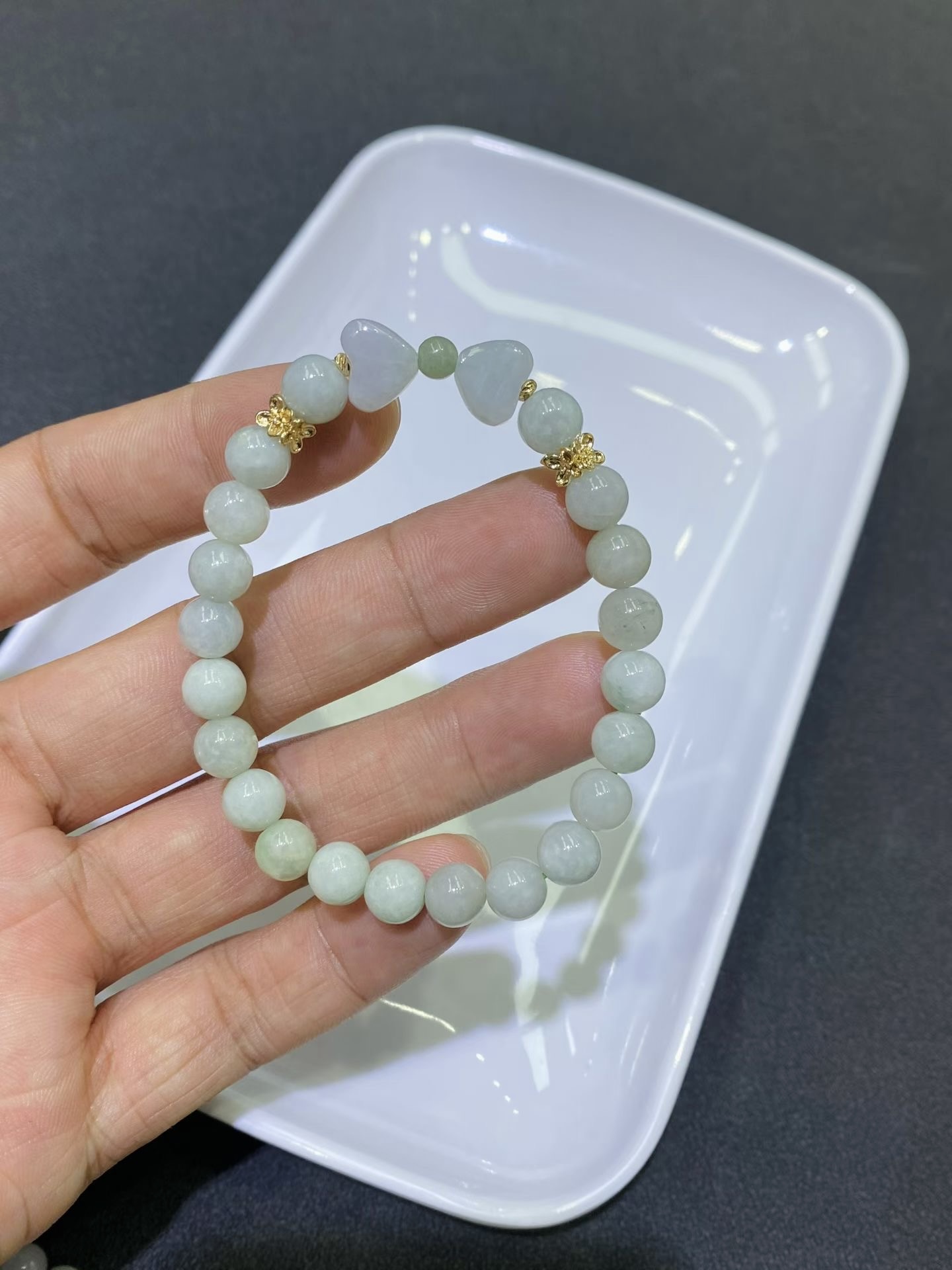 Natural A-grade Jadeite Heart Bracelet