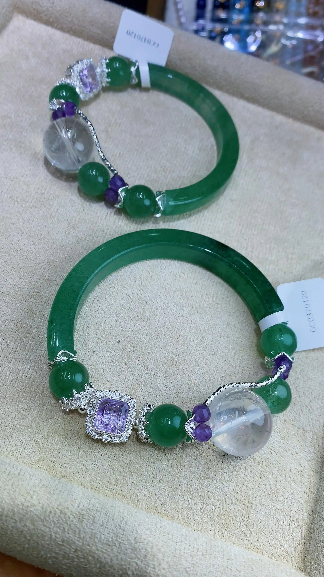 Green Stawberry Quartz Half Bangles