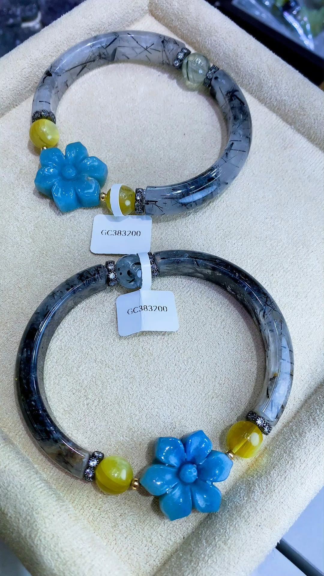 Black Rutilated Half Bangles