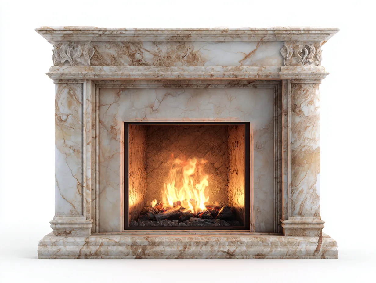 Cheminée électrique effet marbre 148x42x122 cm blanc marbré pour salon - foyer central avec effet flamme - style classique élégant-Havenmypad