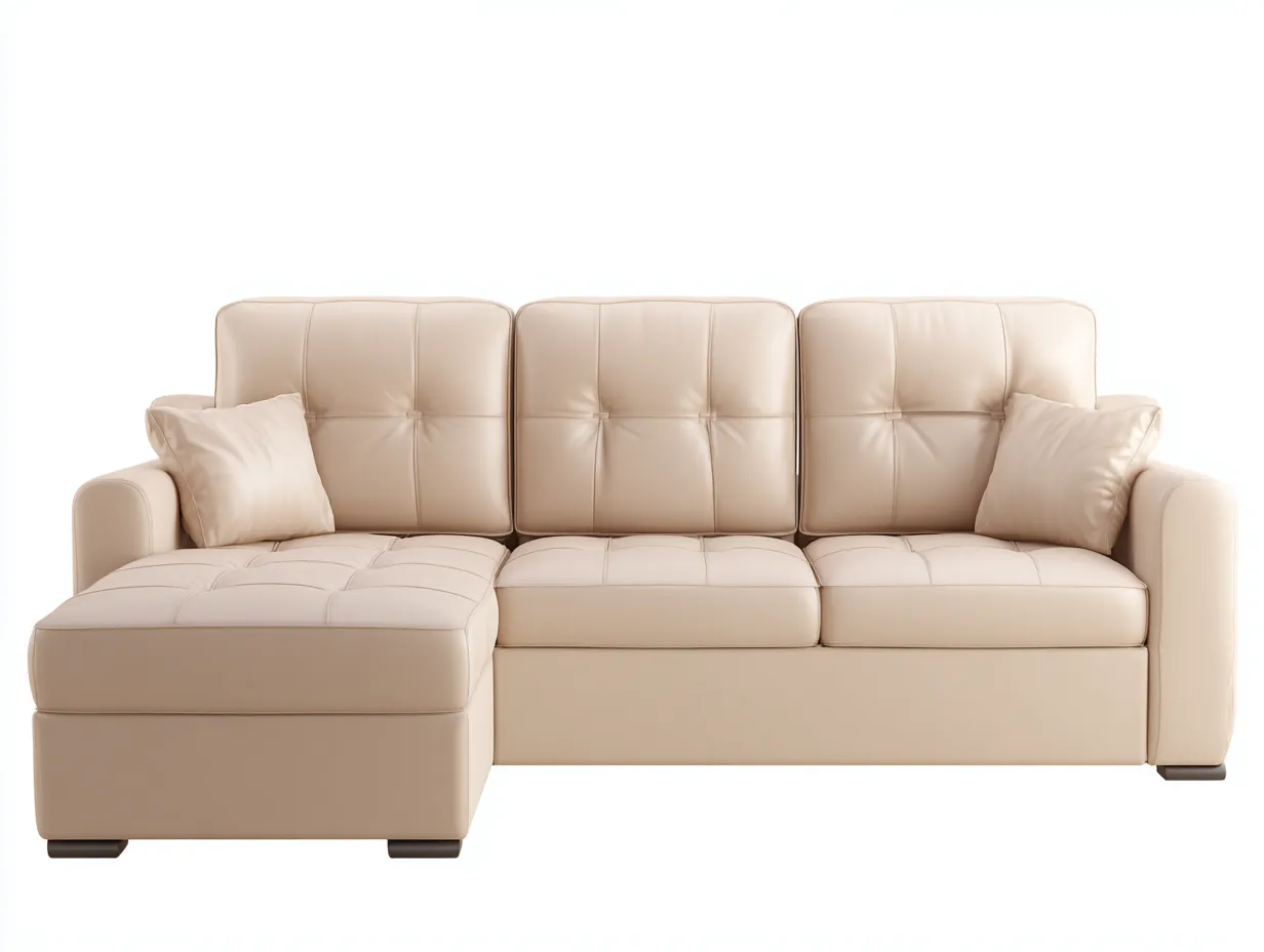 Canapé d'angle en similicuir 262x160x86 cm - marron cognac et noir - pour salon - méridienne confortable style classique-Loftgonest
