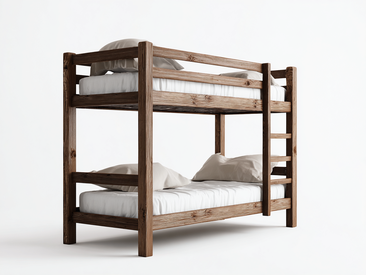 Literas madera 200x100x160 cm - marrón - cama doble - diseño rústico-Bamboogetbay