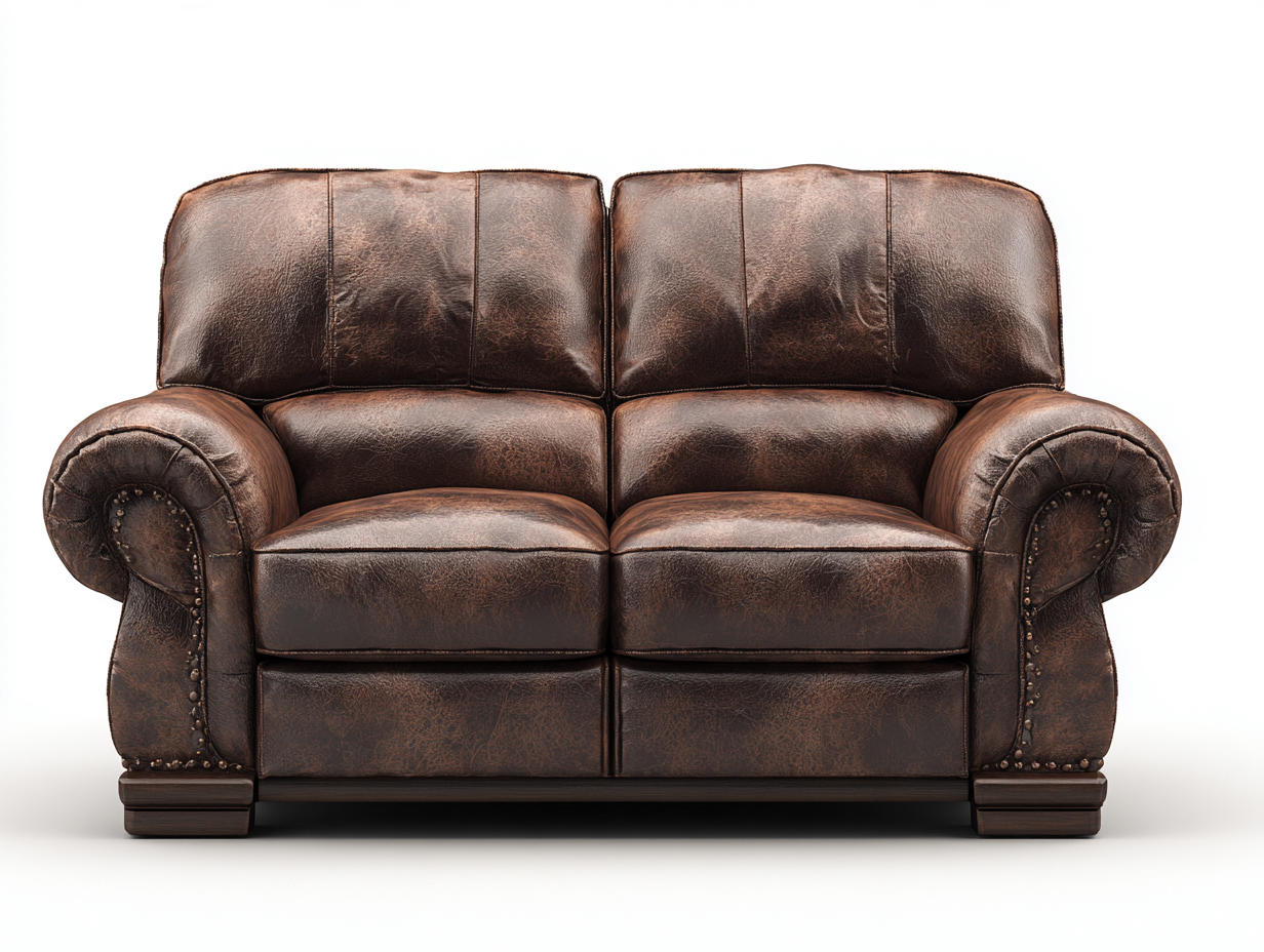 Sofás 2 plazas 180x90x95 cm - cuero sintético marrón - estilo clásico - diseño acolchado-Bamboogetbay