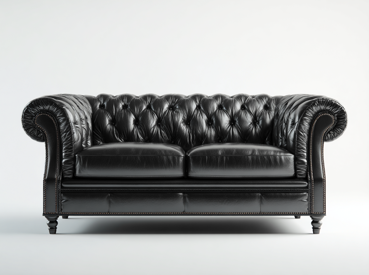 Sofás 2 plazas cuero 170x90x75 cm - negro - estilo Chesterfield clásico-Bamboogetbay