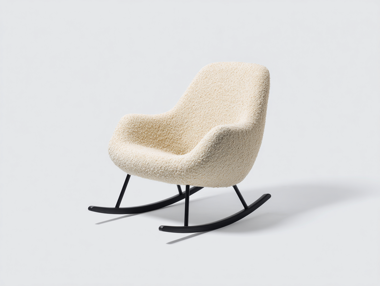 Mecedoras tapizadas 75x85x95 cm - beige - base metálica - diseño moderno-Bamboogetbay