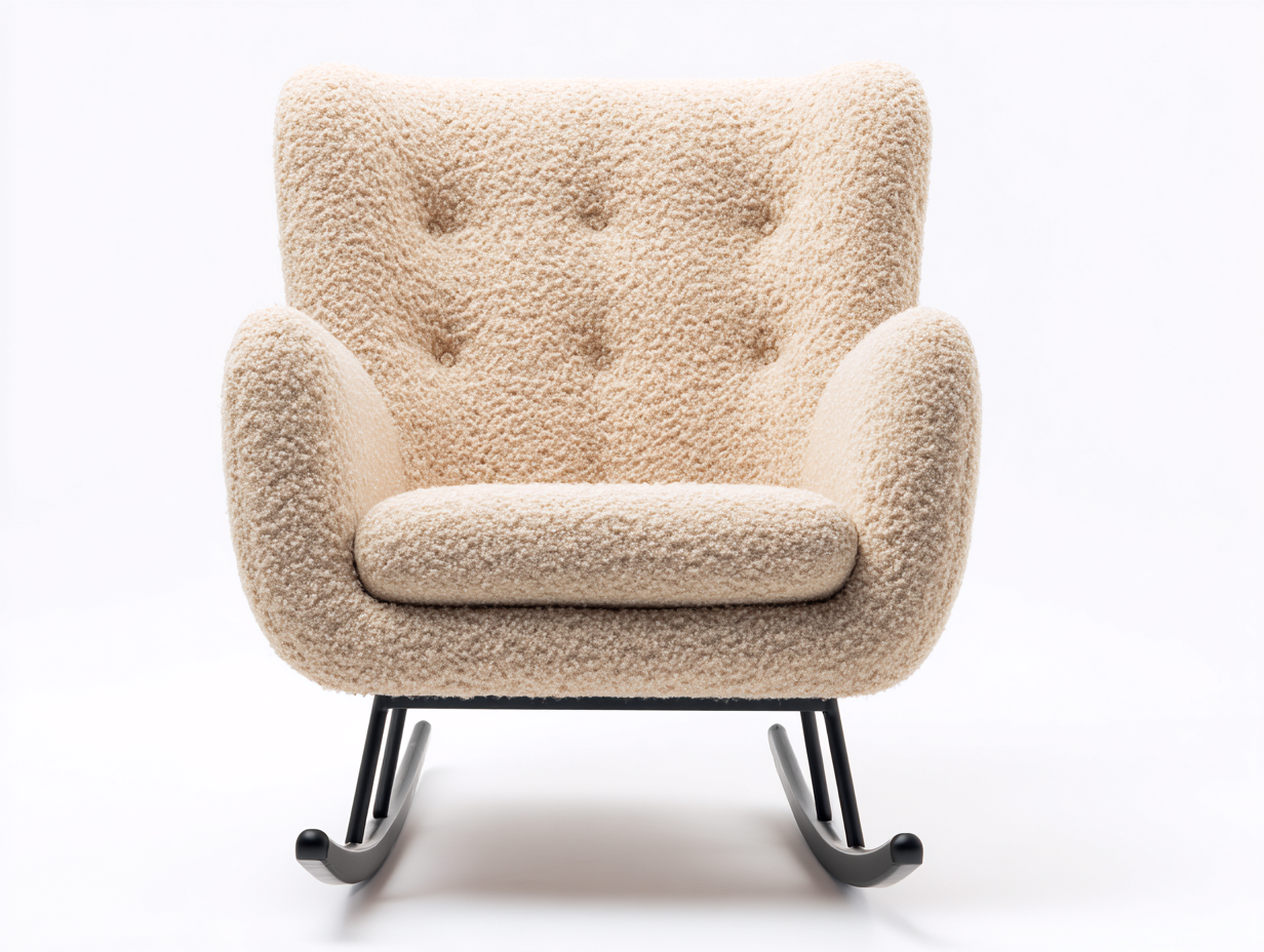 Mecedoras tapizadas tela boucle 75x85x95 cm beige - diseño moderno para salón-Bamboogetbay