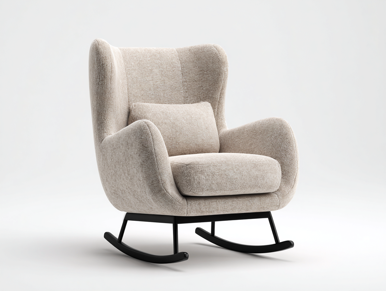 Mecedoras tapizado 95x80x100 cm - beige-negro - diseño envolvente moderno-Bamboogetbay