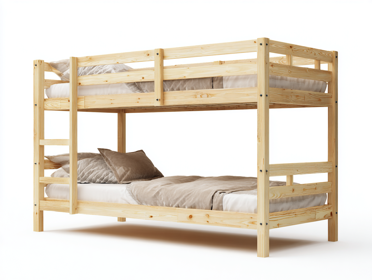 Literas de madera 200x100x150 cm - color natural - 2 camas - diseño resistente-Bamboogetbay