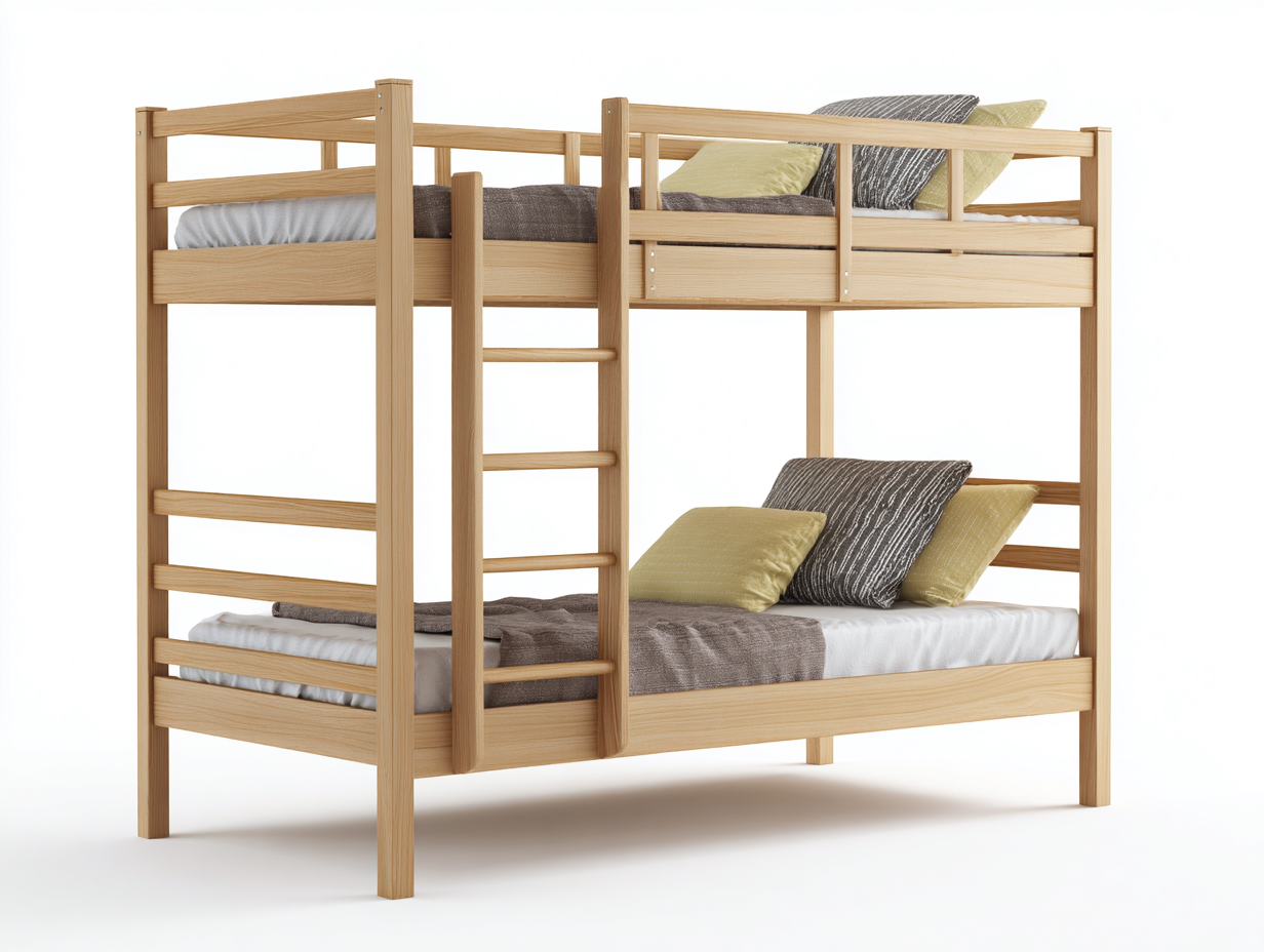 Literas de madera maciza 200x100x160 cm color natural - diseño funcional para dormitorio infantil-Bamboogetbay