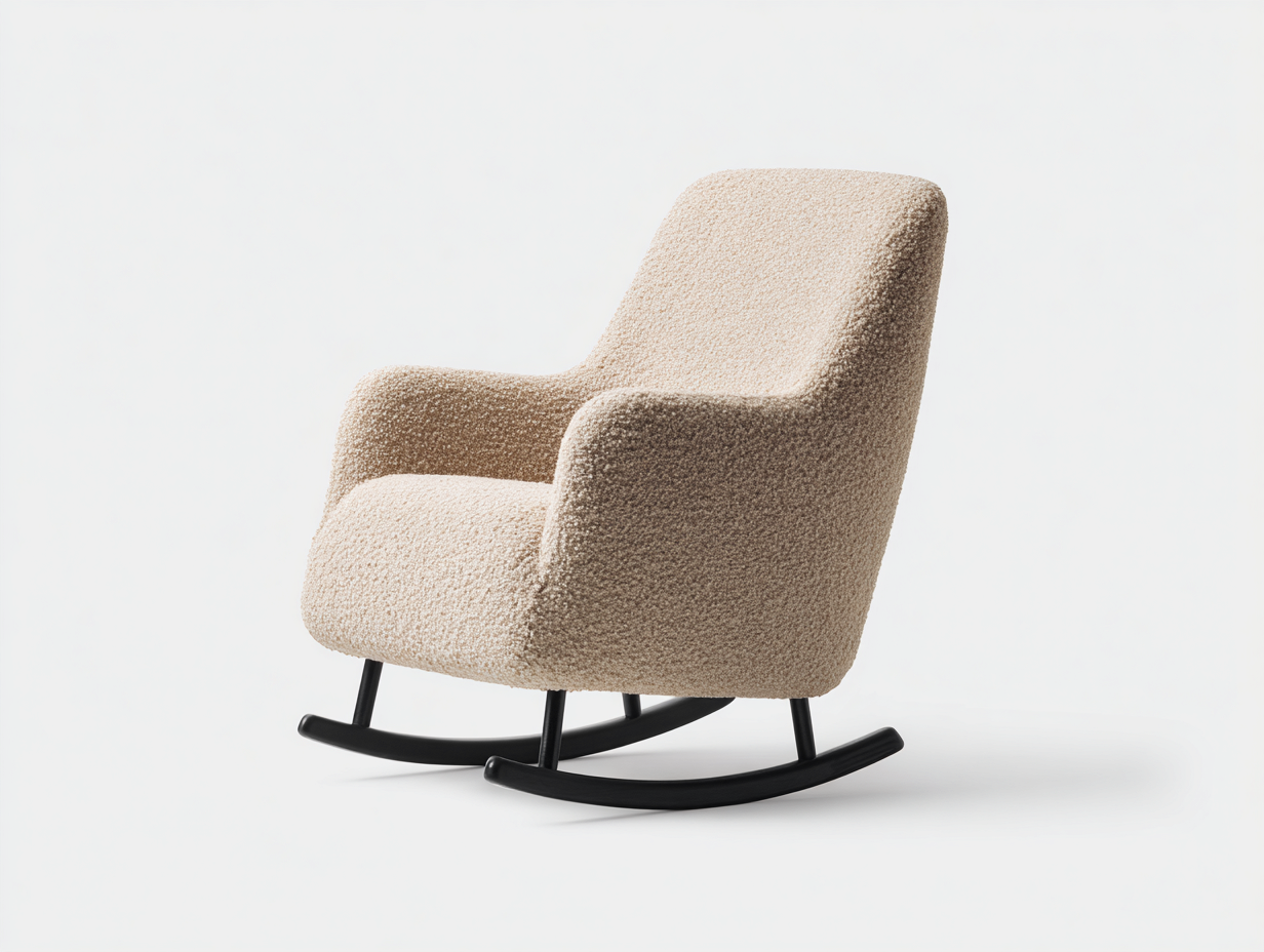 Mecedoras tapizadas 78x85x98 cm - beige - base metálica - diseño moderno-Bamboogetbay