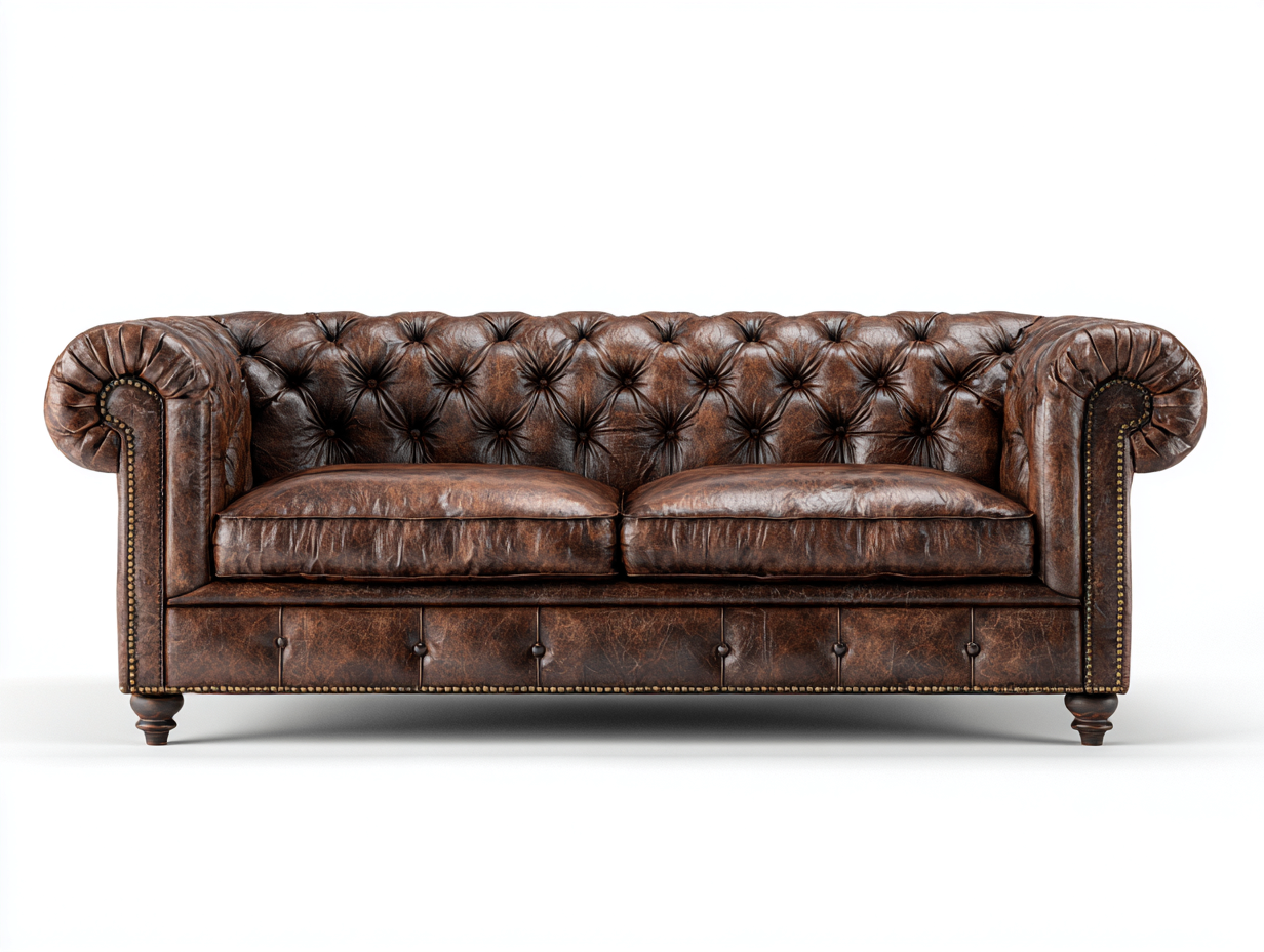 Sofás 2 plazas de cuero 170x90x80 cm - marrón - estilo clásico Chesterfield-Bamboogetbay