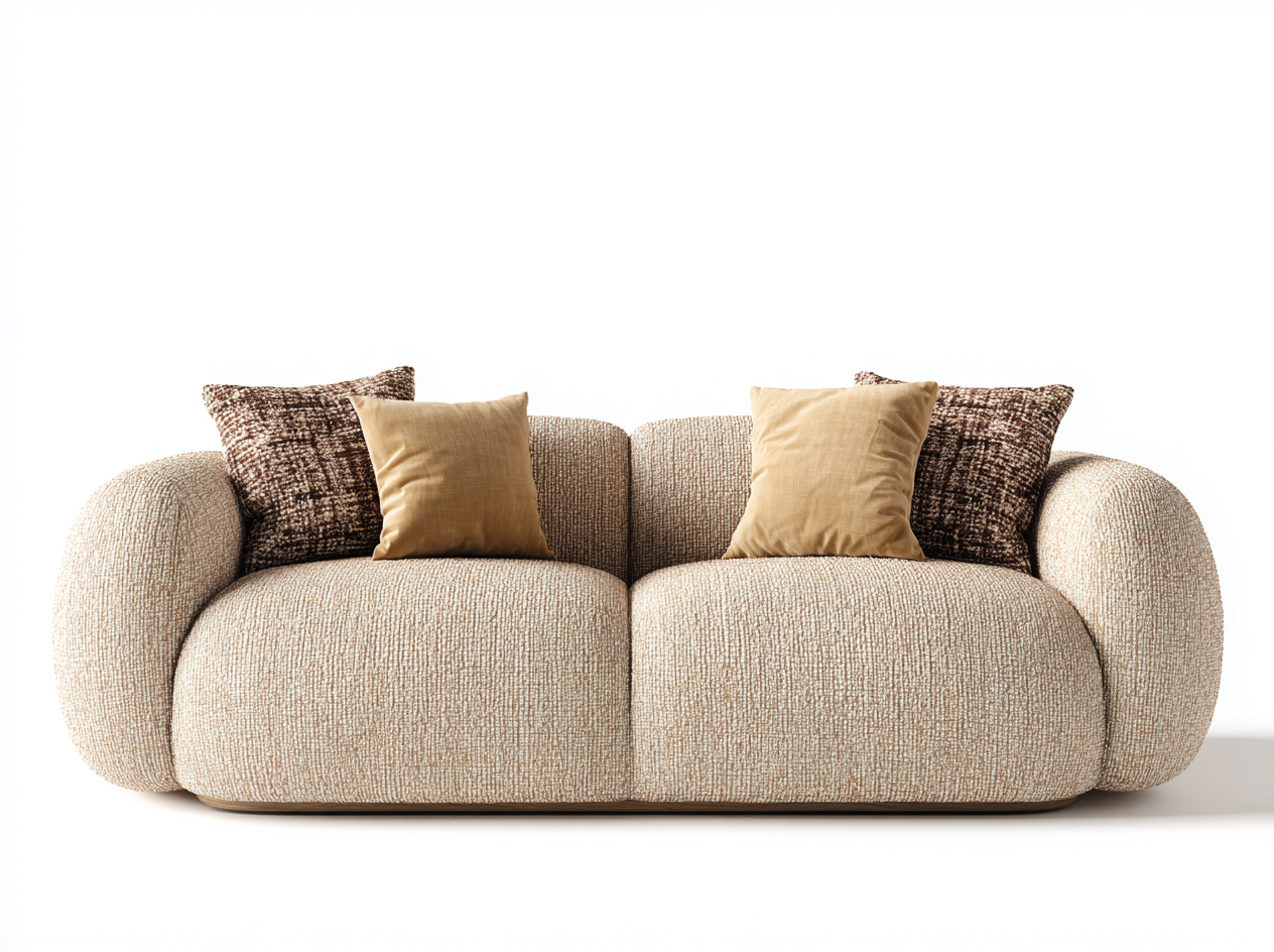 Sofás 2 plazas tapizados tela boucle 180x90x75 cm beige - diseño moderno para salón-Bamboogetbay