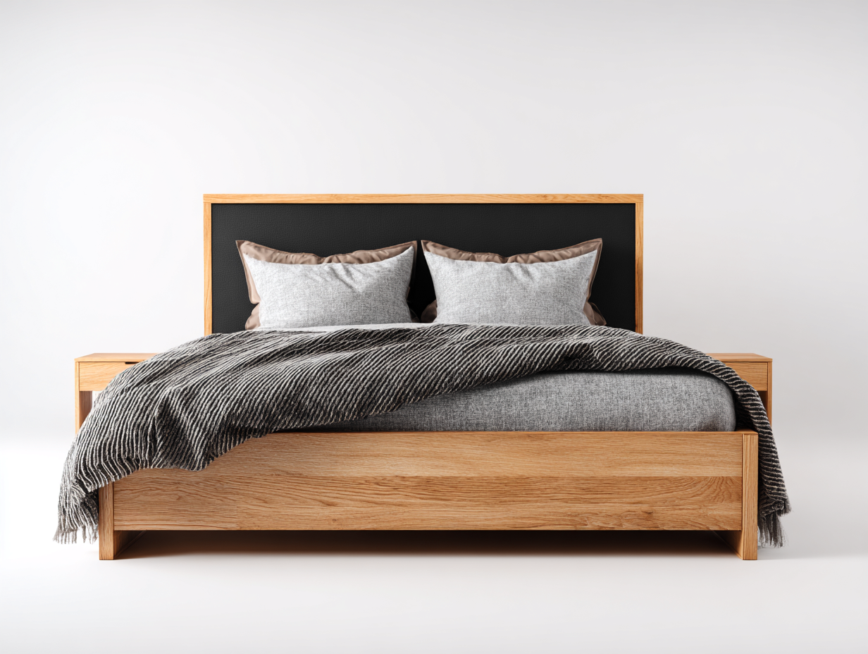 Doppelbett Massivholz 210x170x100 cm - Braun - Modernes Design-Cozymyshop